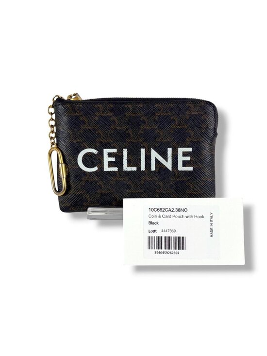 Celine Handbags - Celine Coin & Card Case Triomphe Canvas Mini Wallet Fragment Black Macadam